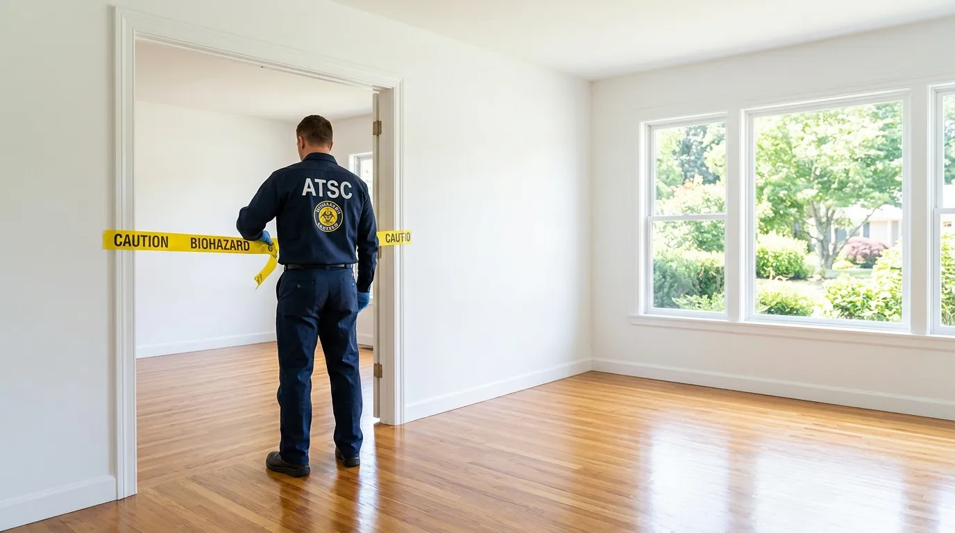 Certified biohazard cleanup crew performing Trauma Scene Cleanup in Ancient Oaks